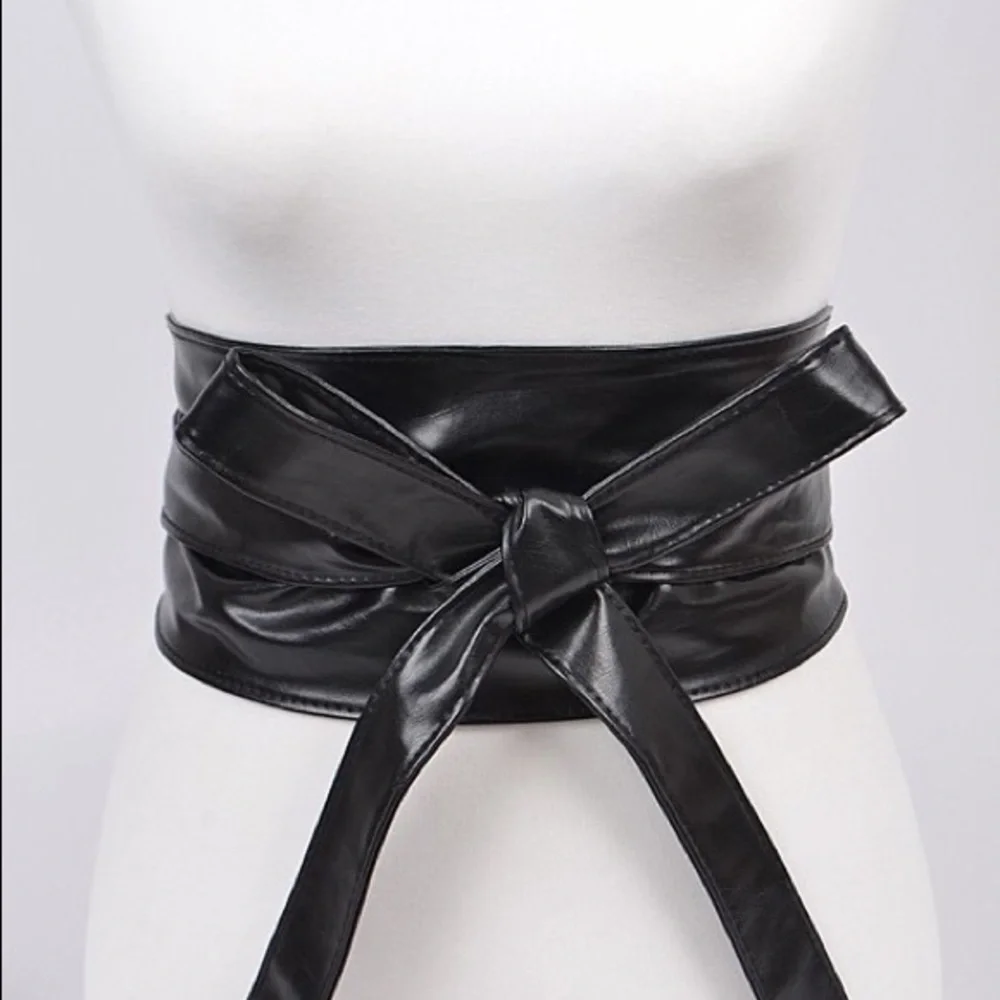 Vegan Leather Obi Adjustable Waist Statement Belt